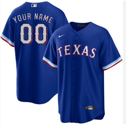 Men MLB 2023 Texas Rangers Custom Blue Alternate NIKE Jersey->ncaa teams->NCAA Jersey